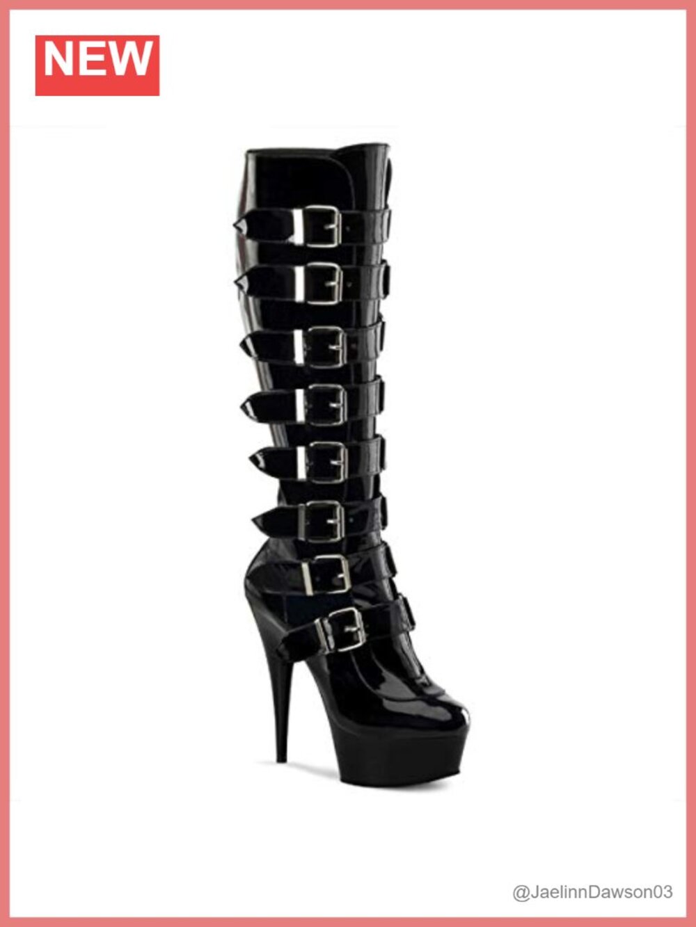 Pleaser Delight-2049 Over The Knee Patent Lace Up Platform Boots